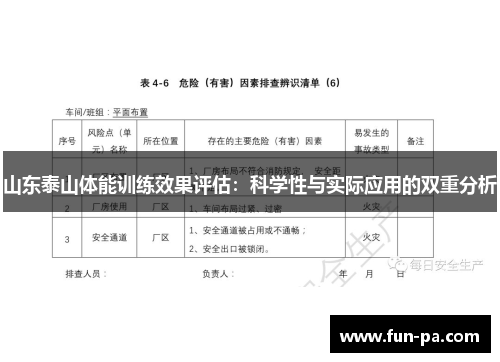 山东泰山体能训练效果评估：科学性与实际应用的双重分析